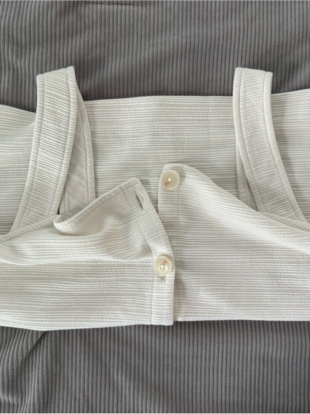 J. Crew Cream Ribbed Button-Front Tank - Picture 7 of 7